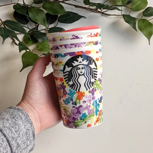 Starbucks Other - Starbucks Ceramic Double Wall Floral Coffee Mug